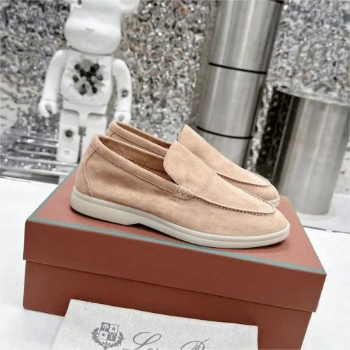 Loro Piana Summer Walk Suede Loafers Beige