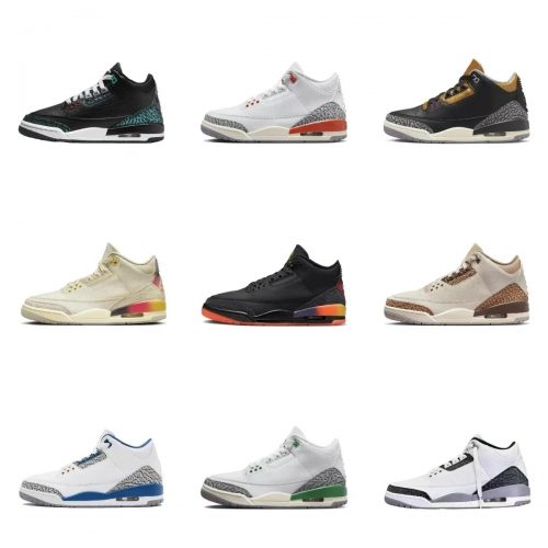 Jordan 3 Retro Iconic Basketball Sneakers Multicolor