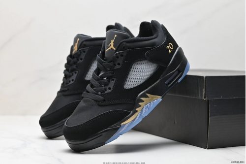 Jordan Air Jordan 5 Low Retro Basketball Sneakers Black and Gold