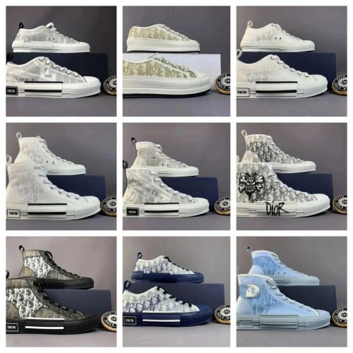Dior B23 High Top Sneakers Oblique Canvas Multicolor