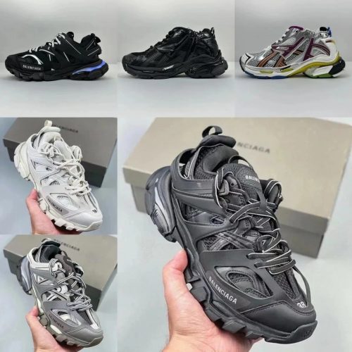 Balenciaga Track Chunky Sneakers Mesh and Nylon Black White Gray
