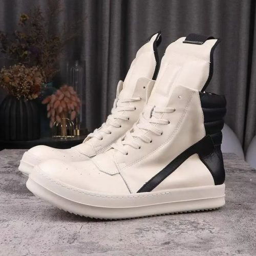 Rick Owens Geobasket High Top Sneakers White and Black
