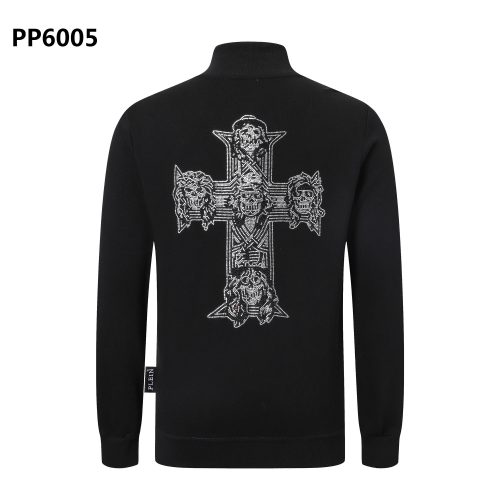 Philipp Plein Skull Cross Rhinestone Embellished Sweatshirt Black