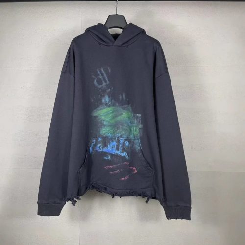 Design Distressed Graphic Print Oversized Hoodie Black