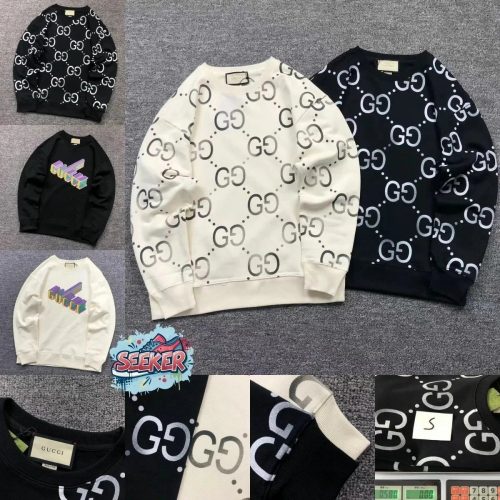 Gucci GG Monogram Oversized Crewneck Sweatshirt Black and White