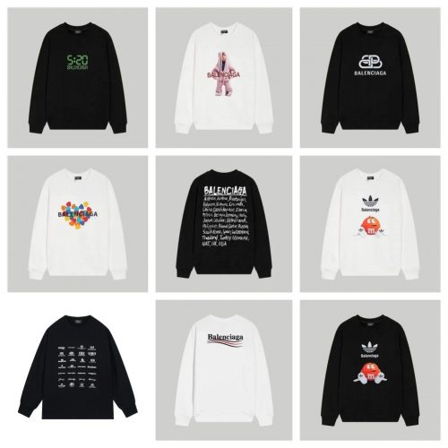 Balenciaga Graphic Print Cotton Sweatshirt Collection Black and White
