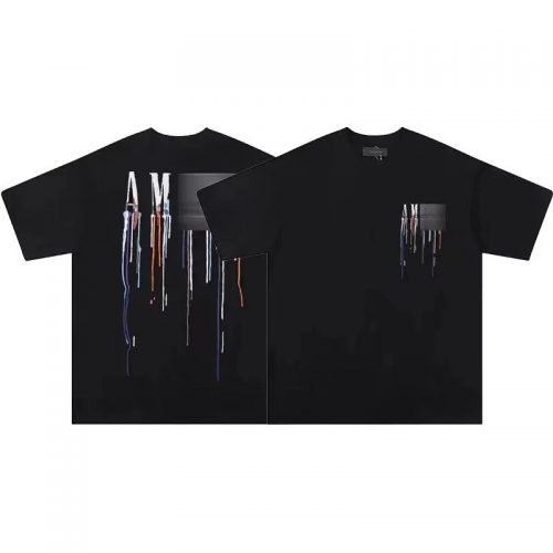 Amiri Paint Drip Graphic Tee Cotton T-Shirt Black