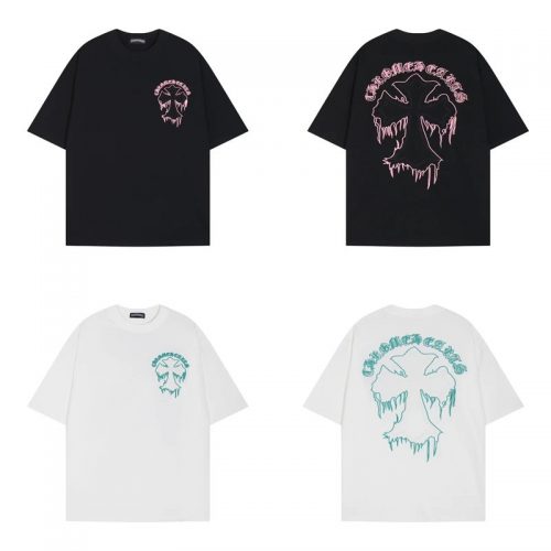 Chrome Hearts Dripping Cross Graphic Tee Cotton T-Shirt Black and White