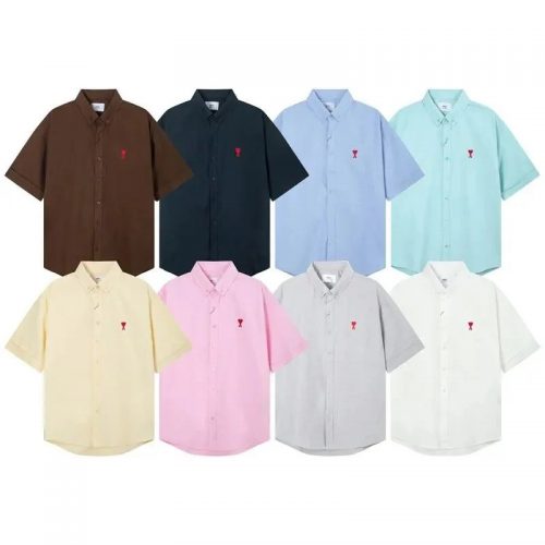 Ami Paris AMI Ami de Coeur Casual Cotton Button-Down Shirt Multicolor