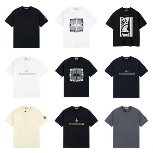 Stone Island Graphic Print Cotton T-Shirt Multicolor
