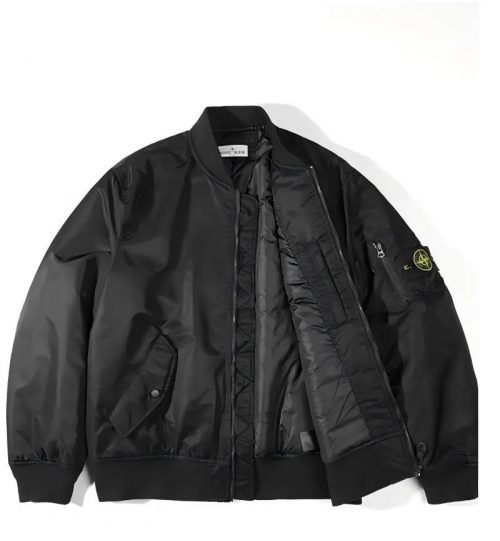 Stone Island Bomber Jacket Nylon Streetwear Jacket Black