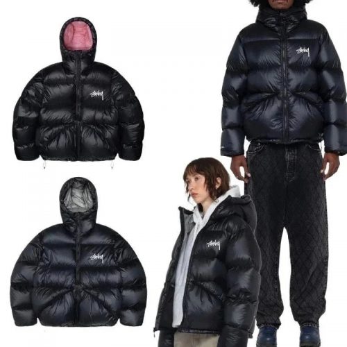 Stussy Down Puffer Streetwear Jacket Black