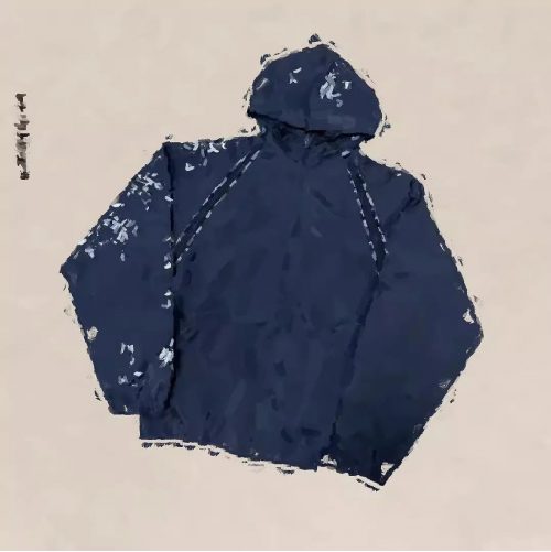 Design Patterned Hooded Windbreaker Lightweight Jacket Navy