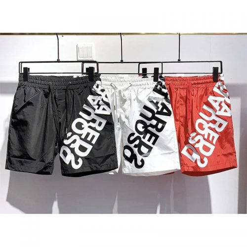 Dsquared2 D2 Icon Print Casual Shorts Black White and Red