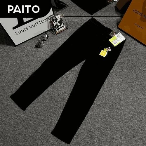 Louis Vuitton LV Black Slim Fit Pants Casual Trousers Black