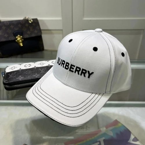 Burberry Cotton Baseball Cap Embroidered Streetwear Baseball Cap White