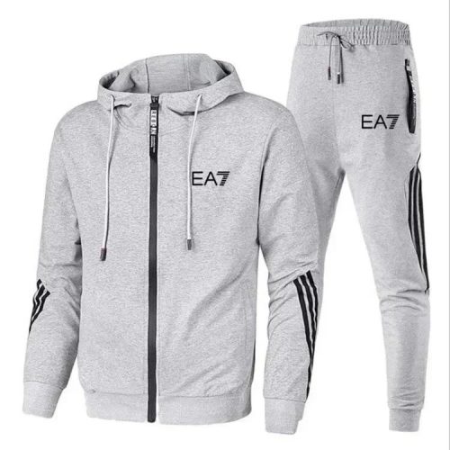 Emporio Armani EA7 Zip-Up Casual Tracksuit Set Gray