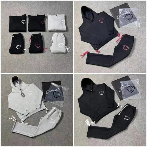 Carsicko Heart Print Streetwear Tracksuit Set Multicolor