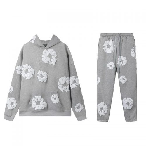 Cactus Plant Flea Market CPFM Cloud Print Hoodie and Sweatpants Set Casual Grey