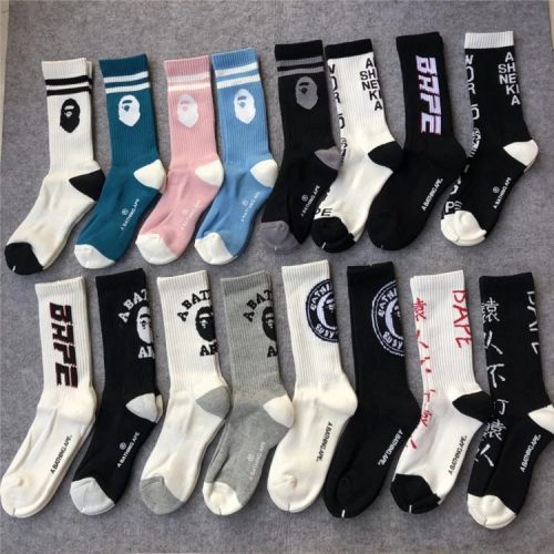 A Bathing Ape BAPE Graphic Print Crew Socks Multicolor