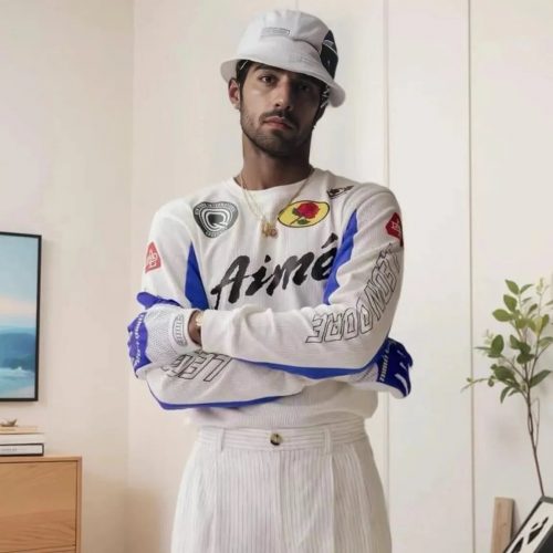 Aime Leon Dore ALD Graphic Motocross Long Sleeve Shirt White and Blue