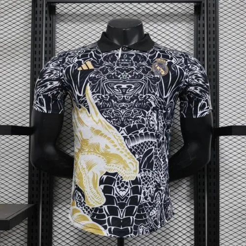 Adidas Real Madrid Dragon Special Edition Graphic Soccer Jersey Black and Gold