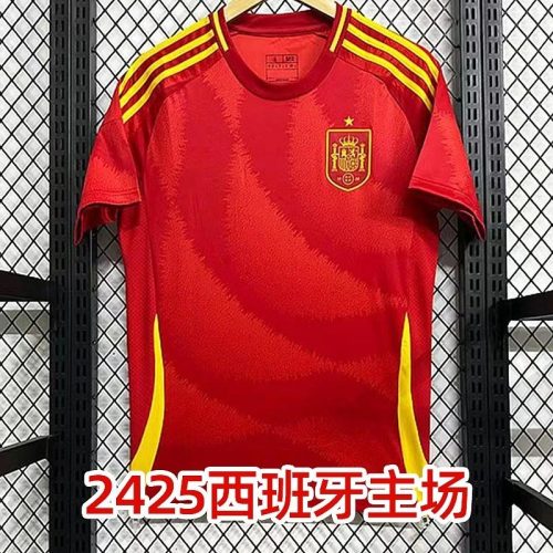 Adidas 2024-2025 Spain Home Soccer Jersey Red and Yellow