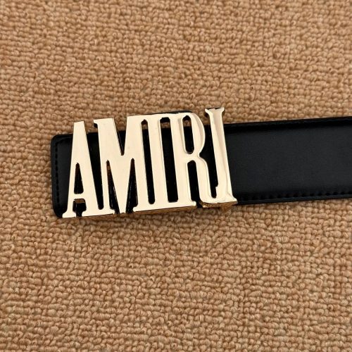 Amiri Letter Buckle Leather Belt Black