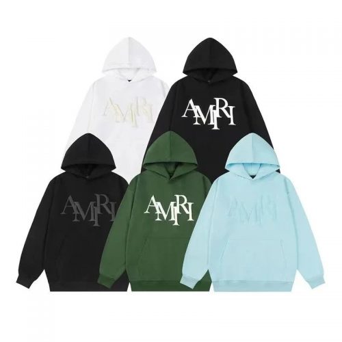 Amiri Logo Embroidered Hoodie Casual Pullover Hoodie Multicolor