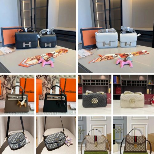 Hermes Constance Bag Leather Shoulder Bag Black