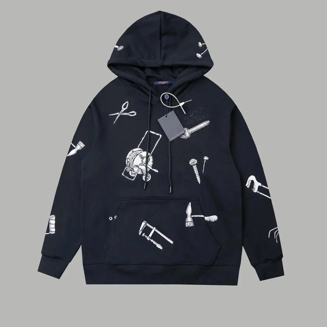 Louis Vuitton LV Tools Print Hoodie Casual Sweatshirt Black