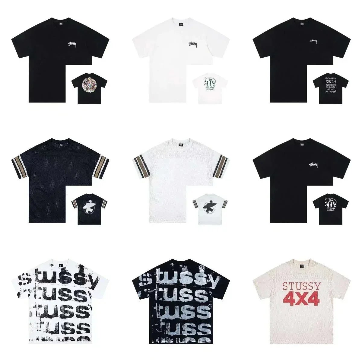 Stussy Graphic Print T-Shirts Casual Cotton Tee Multicolor