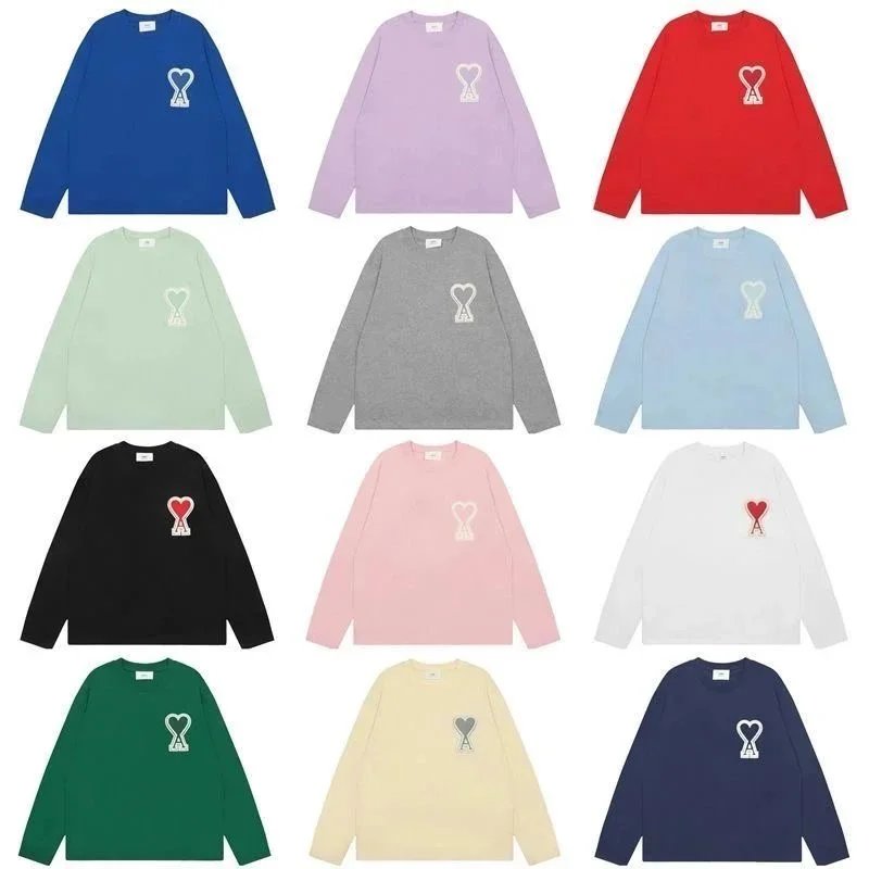 Ami Paris Ami de Coeur Long Sleeve Shirt Casual Cotton Blue