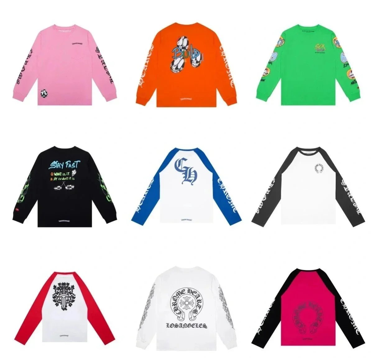 Chrome Hearts Graphic Long Sleeve Shirt Casual Cotton Multicolor