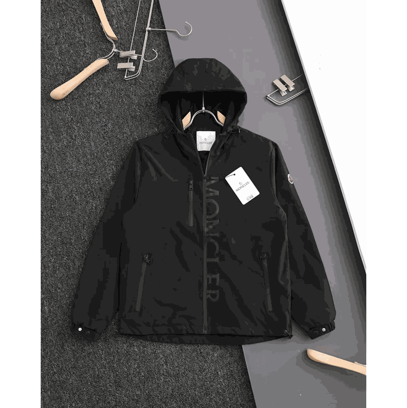 Moncler Hooded Jacket Lightweight Windbreaker Black