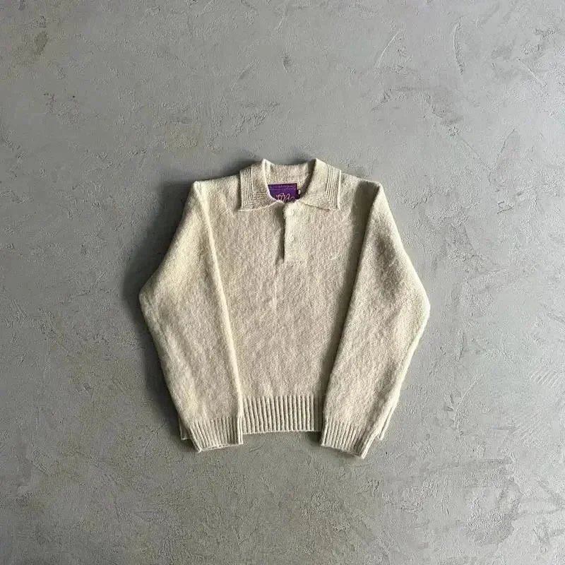 polo领毛衣-米色刺绣白标 polo领毛衣-米色刺绣白标